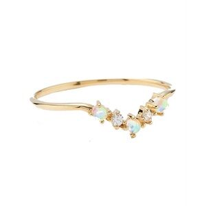Opal and White Sapphire Wishbone Ring